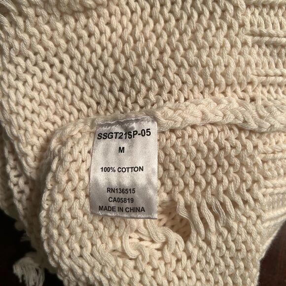 Solid & Stripes Crew Neck Beige Distressed Sweater(Size Medium) - Picture 4 of 5